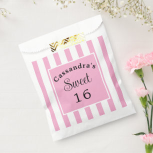 Sweet Sixteen Pink Stripe Classic Chic Favour Bags
