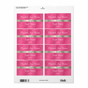 Sweet Sixteen Pink with Pearls Water Bottle Labels