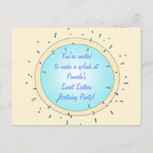 Sweet Sixteen Pool Party Birthday Invitations