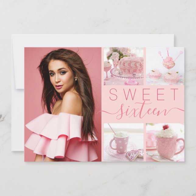 Sweet Sixteen Pretty Blush Pink Instagram Photos Invitation (Front)