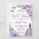 Sweet Sixteen Purple Floral Princess 16th Birthday Invitation<br><div class="desc">Personalise this lovely Sweet Sixteen Birthday invitation with own wording easily and quickly,  simply press the customise it button to further re-arrange and format the style and placement of the text.  Matching items available in store!  (c) The Happy Cat Studio</div>