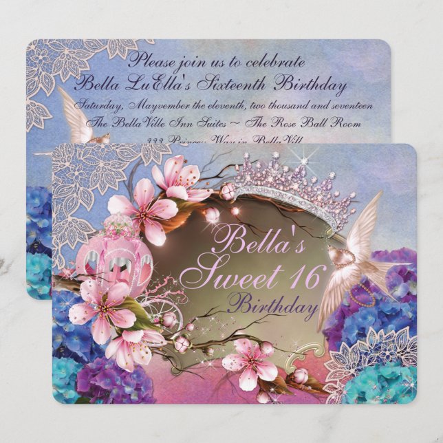 Sweet Sixteen Quinceanera Birthday  Invitations (Front/Back)