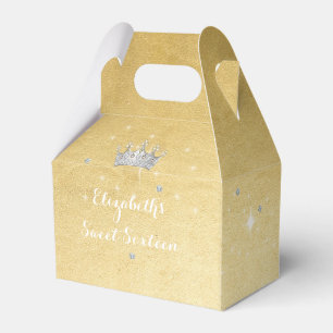 Sweet Sixteen Quinceanera Gold Princess Crown Favour Box