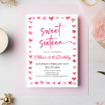 Sweet Sixteen Red Pink Hearts 16th Birthday Party Invitation<br><div class="desc">This is a Sweet Sixteen Red Pink Hearts 16th Birthday Party Invitation!</div>