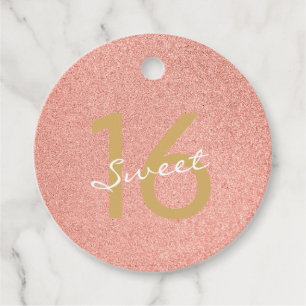 Sweet Sixteen Rose Gold Golden White Handwriting Favour Tags