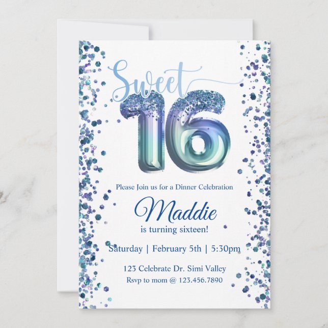 Sweet Sixteen, Sixteen, Teen party Invitation (Front)
