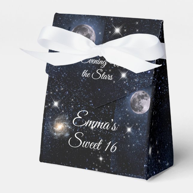 Sweet Sixteen Sky Stars Moon Space Galaxy Favour Box (Front Side)