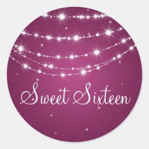 Sweet Sixteen Sparkling Chain Pink Classic Round Sticker
