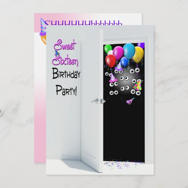 Sweet Sixteen Surprise Party Invitation (Front/Back)