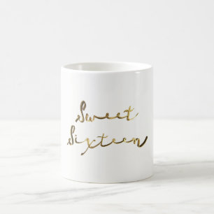Sweet Sixteen Sweet 16 16th Birthday Gold Text Coffee Mug