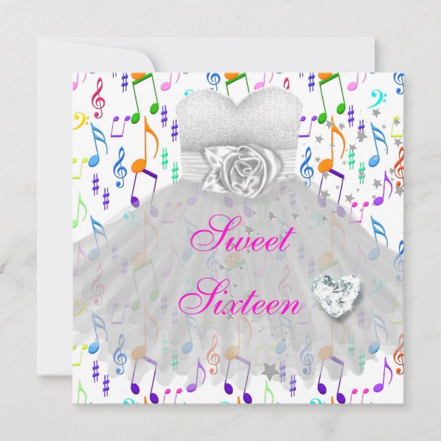 Sweet Sixteen Sweet 16 16th Birthday Party Music Invitation (Front)