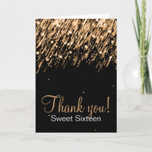 Sweet Sixteen Thank You Falling Stars Gold Card