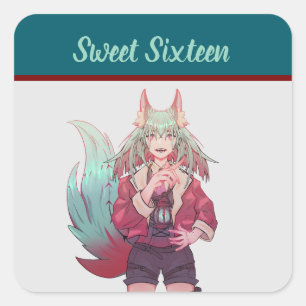 Sweet sixteen VTuber, anime Square Sticker