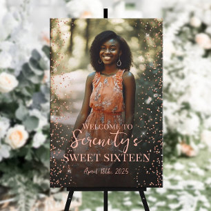 Sweet sixteen welcome sign with photo on canvas