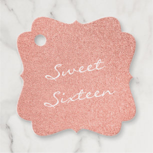 Sweet Sixteen White Handwriting on Rose Gold Favour Tags