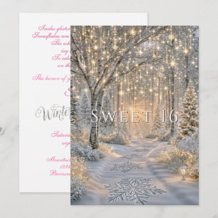 Sweet Sixteen Winter Wonderland Magical Forest Invitation