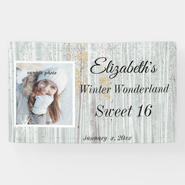 Sweet Sixteen Winter Wonderland Snowflake Banner (Horizontal)