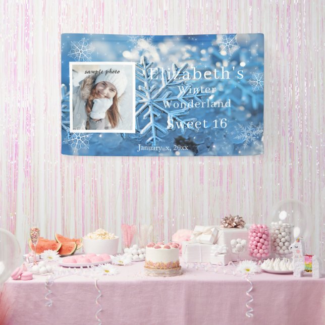 Sweet Sixteen Winter Wonderland Snowflake Banner (Party)