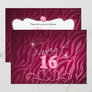 Sweet Sixteen With Bling Birthday Party Invitation