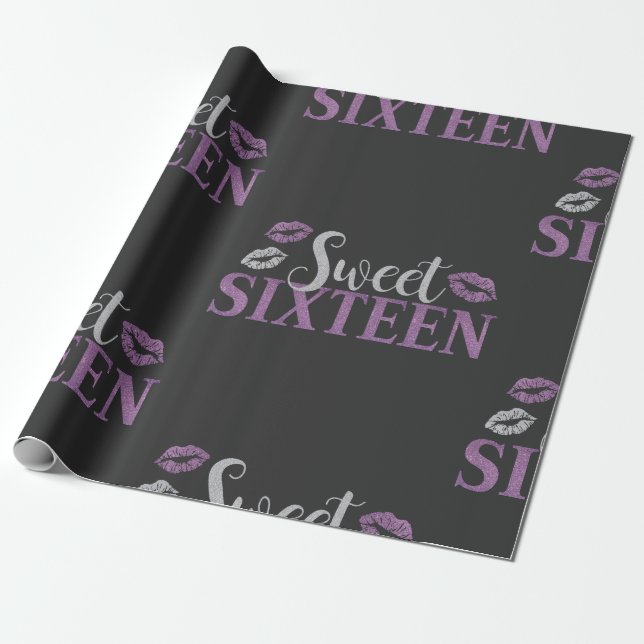 Sweet Sixteen Wrapping Paper (Unrolled)