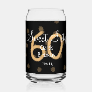 Sweet Sixty add name date birthday yellow polka do Can Glass