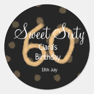 Sweet Sixty add name date birthday yellow polka do Classic Round Sticker