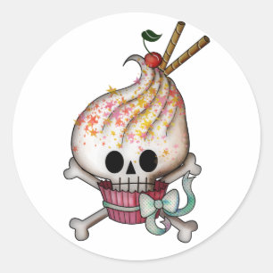 Sweet Skull Cupcake Classic Round Sticker