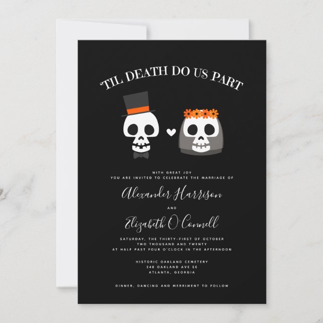 Sweet Skulls Halloween Wedding Invitation (Front)