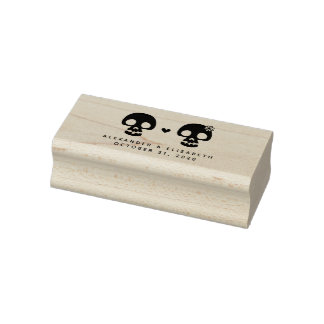 Sweet Skulls Halloween Wedding Rubber Stamp