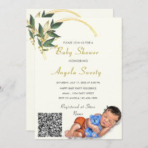 Sweet Sleeping Baby QR Code Shower Invitation