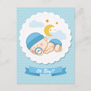 Sweet Sleeping Infant Boy Baby Shower Invitation