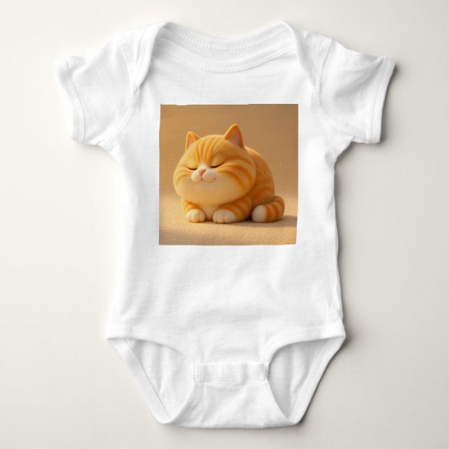 Sweet Sleeping Orange Tabby Cat – Baby Bodysuit De (Front)