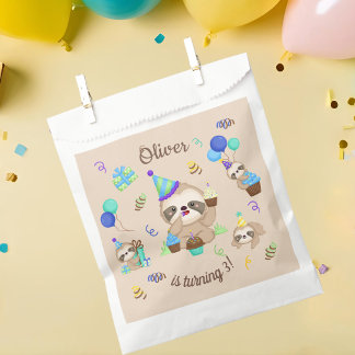 Sweet Sloth Birthday Party Blue Balloon Favour Bags