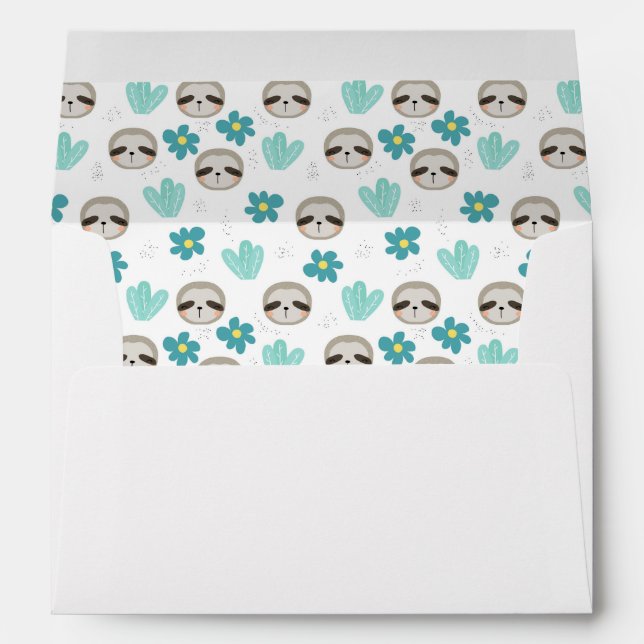 Sweet Sloth Floral Pattern Envelope (Back (Bottom))