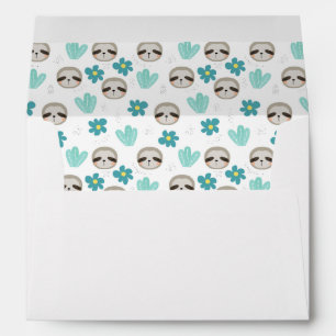 Sweet Sloth Floral Pattern Envelope