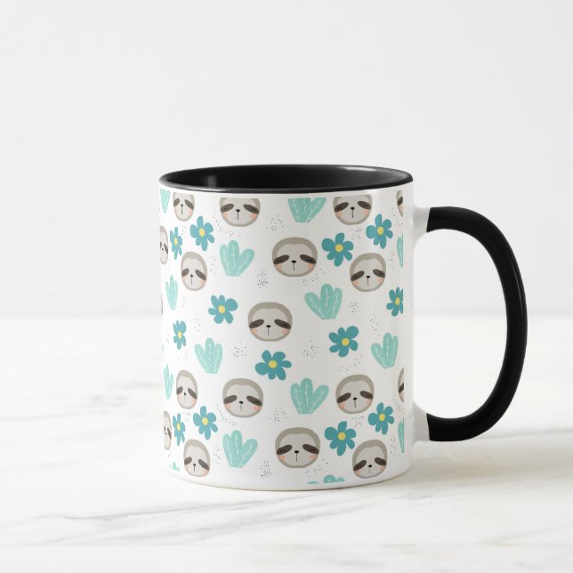 Sweet Sloth Floral Pattern Mug (Right)