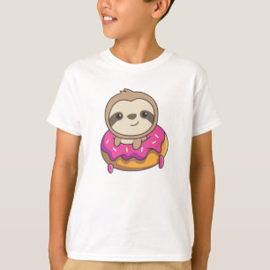 Sweet Sloth Funny Animals In Doughnut Faults T-Shirt