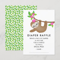 Sweet Sloth Girls Baby Shower Diaper Raffle
