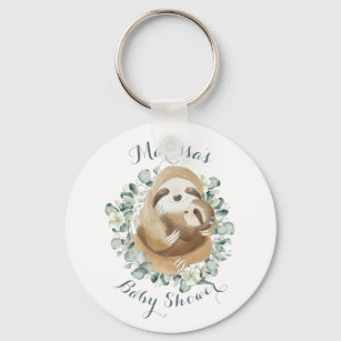 Sweet Sloth Mummy Cuddle Wreath Baby Shower Favour Key Ring