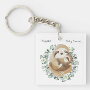 Sweet Sloth Mummy Cuddle Wreath Baby Shower Favour Key Ring