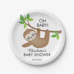 Sweet Sloth OH BABY Baby Shower 7" Plate