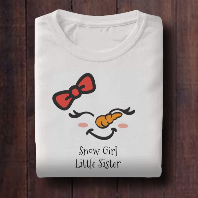 Sweet Snow Girl Little Sister Cute Snowman Face T-Shirt (Creator Uploaded)