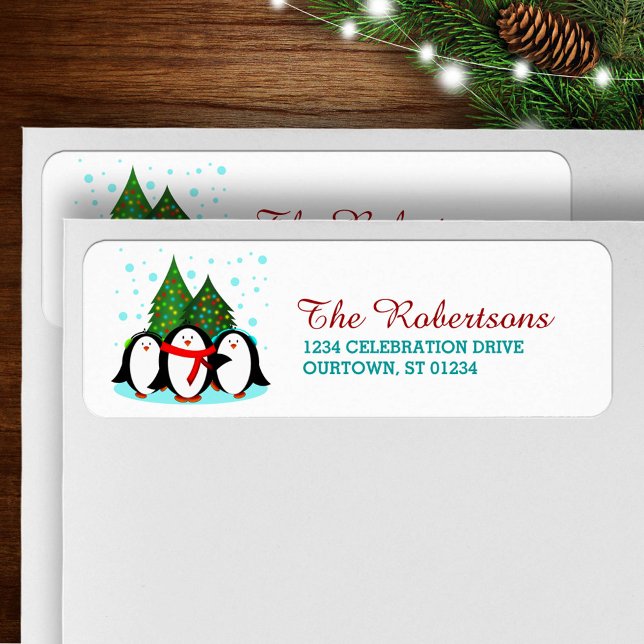 Sweet Snow Penguins Christmas Address Labels (Creator Uploaded)