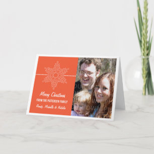 Sweet Snowflake Holiday Card, Orange Card