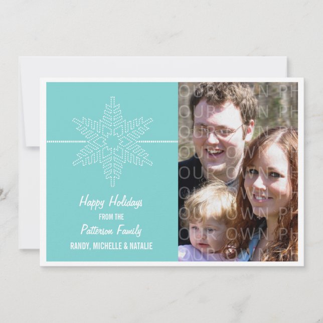 Sweet Snowflake Holiday Flat Card, Aqua Card (Front)