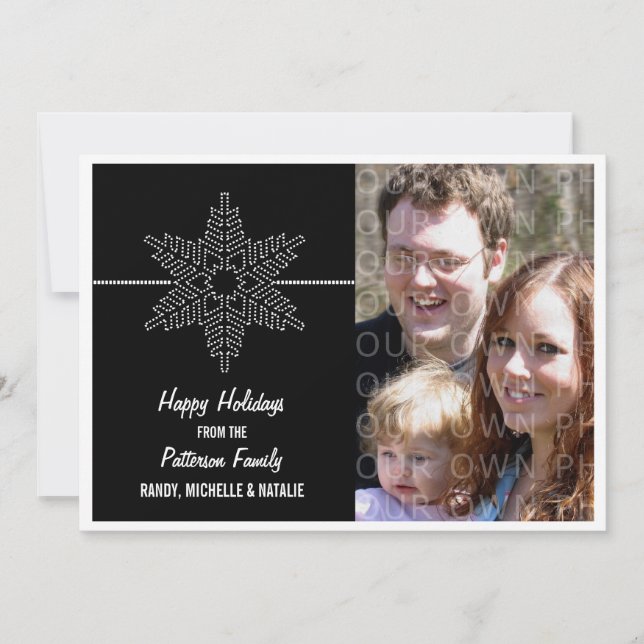 Sweet Snowflake Holiday Flat Card, Black Card (Front)