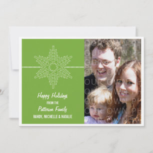 Sweet Snowflake Holiday Flat Card, Green Card