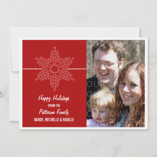 Sweet Snowflake Holiday Flat Card, Red Card