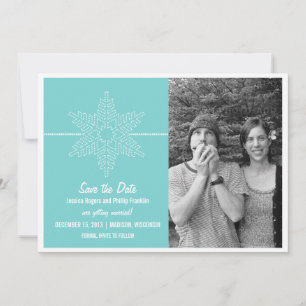 Sweet Snowflake Save the Date Invite, Aqua Invitation