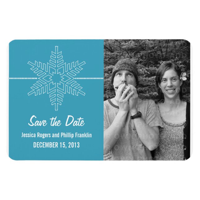 Sweet Snowflake Save the Date Magnet, Blue Magnet (Horizontal)